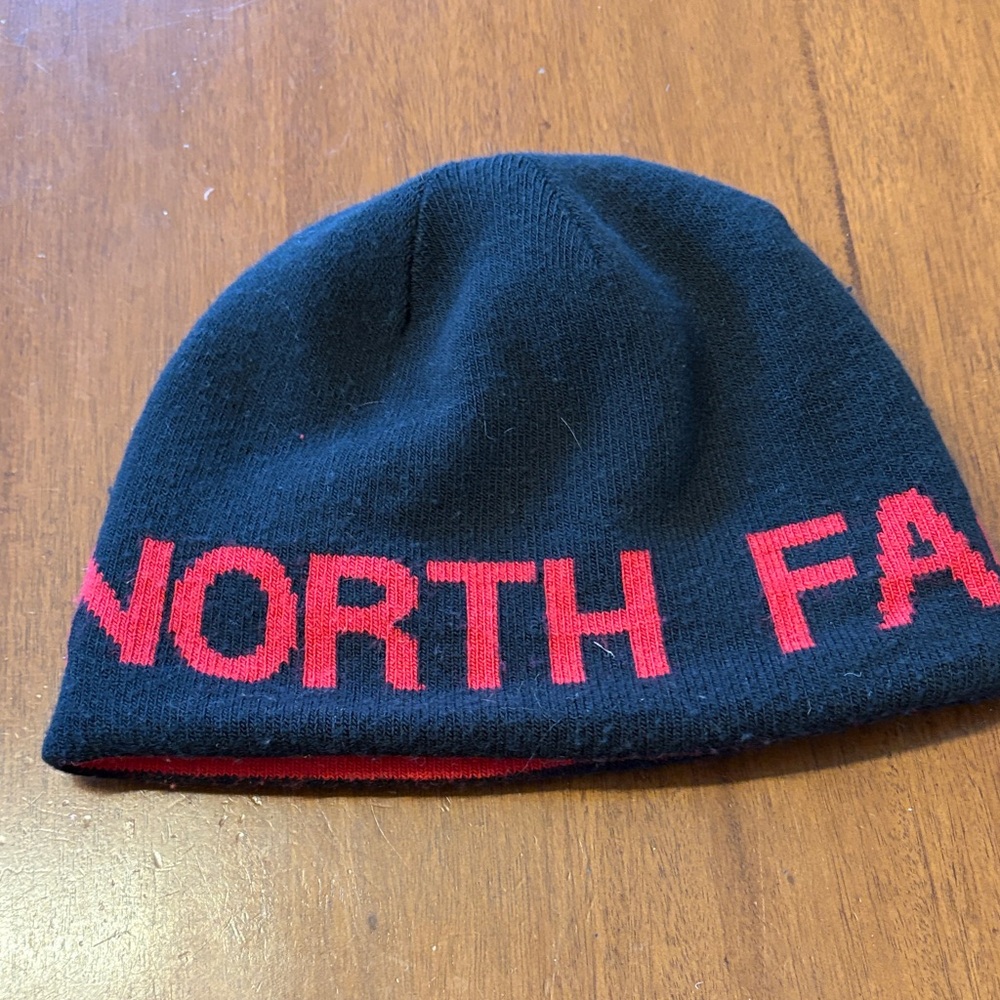 The North Face Youth Red and Black Beanie - Reversible!